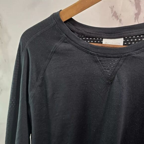 Columbia Shirt Womens Large Black Long Sleeve Tech Running Hiking Mesh Crew - Picture 2 of 13